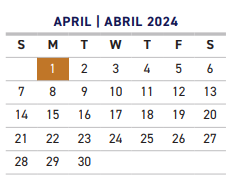 District School Academic Calendar for Promise House for April 2024