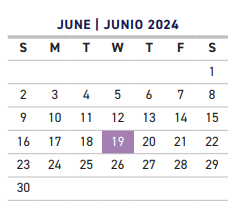 District School Academic Calendar for Albert S Johnston Elementary School for June 2024