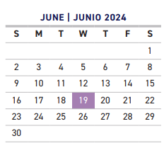 District School Academic Calendar for Roger Q Mills Elementary School for June 2024