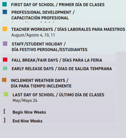 District School Academic Calendar Legend for School Of Health Professions