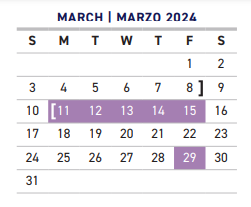 District School Academic Calendar for Irma Rangel Ywl School for March 2024