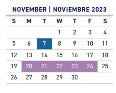 District School Academic Calendar for Rosemont C V Semos Elementary for November 2023
