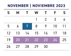 District School Academic Calendar for Albert S Johnston Elementary School for November 2023