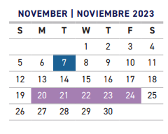 District School Academic Calendar for Roger Q Mills Elementary School for November 2023