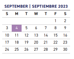 District School Academic Calendar for Callier Center For Pre-school Deaf for September 2023