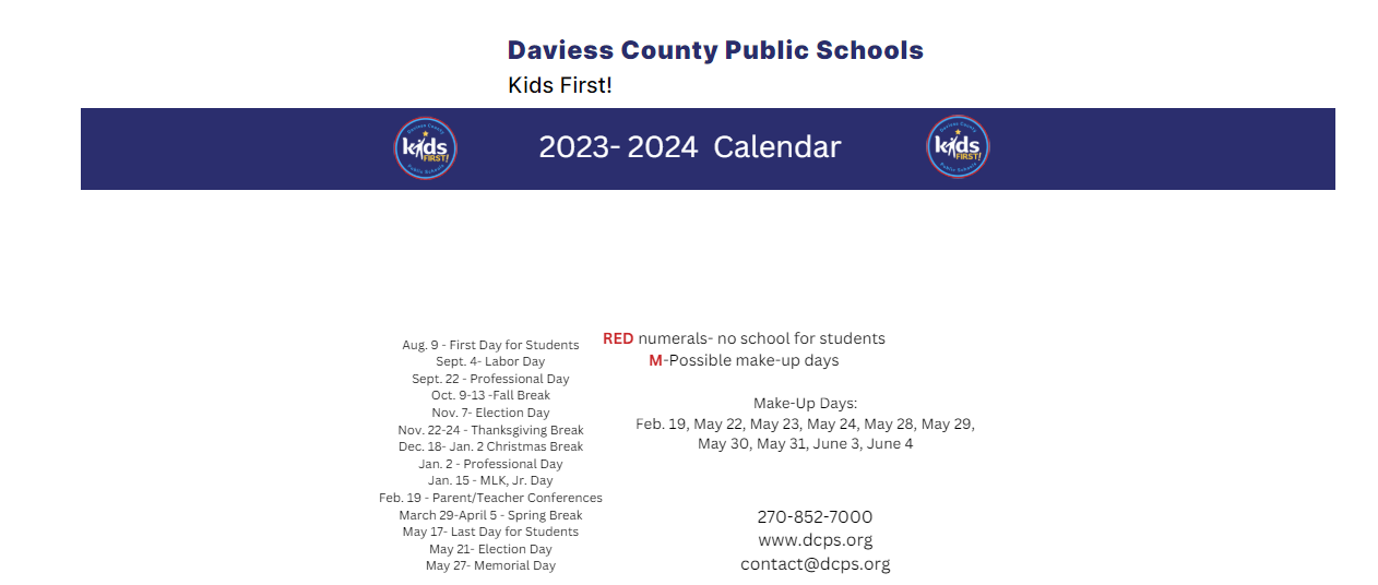 District School Academic Calendar Key for Kentucky Tech - Daviess County Campus