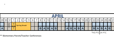 District School Academic Calendar for 3-6 Prog (clearfield Hs) for April 2024