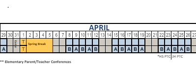 District School Academic Calendar for Cook School for April 2024