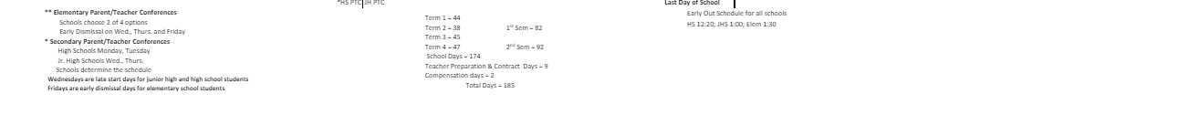 District School Academic Calendar Key for Cook School