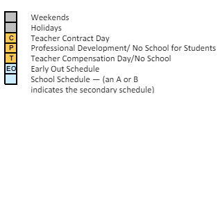 District School Academic Calendar Legend for Adelaide School