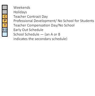 District School Academic Calendar Legend for Cook School