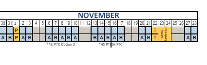 District School Academic Calendar for 3-6 Prog (clearfield Hs) for November 2023