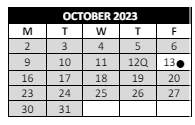 District School Academic Calendar for Belmont High School for October 2023