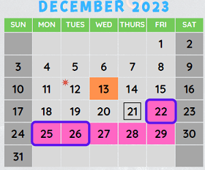 District School Academic Calendar for Decatur Area Technical Academy for December 2023