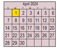District School Academic Calendar for Early Childhood Center for April 2024