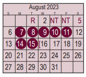 District School Academic Calendar for Harris Co J J A E P for August 2023