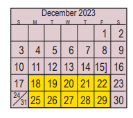 District School Academic Calendar for Deer Park High School for December 2023