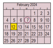 District School Academic Calendar for Bonnette Jr High for February 2024