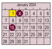 District School Academic Calendar for Early Childhood Center for January 2024