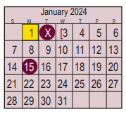 District School Academic Calendar for Bonnette Jr High for January 2024