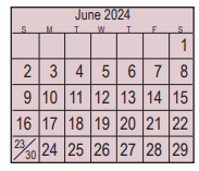 District School Academic Calendar for Early Childhood Center for June 2024
