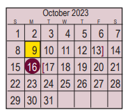 District School Academic Calendar for Deepwater Jr High for October 2023