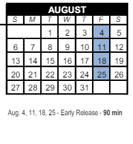 District School Academic Calendar for Technology Assisted Project Based Instruction Prog for August 2023