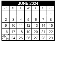 District School Academic Calendar for Technology Assisted Project Based Instruction Prog for June 2024