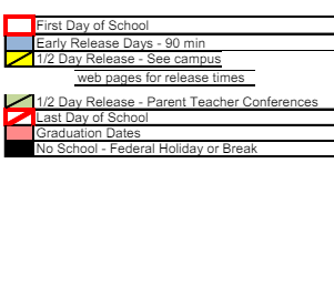 District School Academic Calendar Legend for Technology Assisted Project Based Instruction Prog