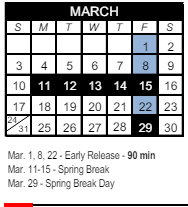 District School Academic Calendar for Technology Assisted Project Based Instruction Prog for March 2024