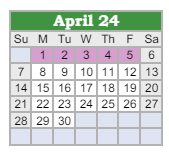 District School Academic Calendar for Northeast In Spec Ed Coop for April 2024