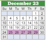 District School Academic Calendar for Northeast In Spec Ed Coop for December 2023