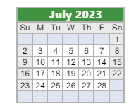 District School Academic Calendar for Northeast In Spec Ed Coop for July 2023