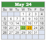 District School Academic Calendar for Northeast In Spec Ed Coop for May 2024