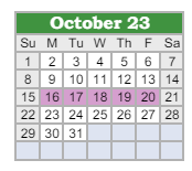 District School Academic Calendar for Northeast In Spec Ed Coop for October 2023