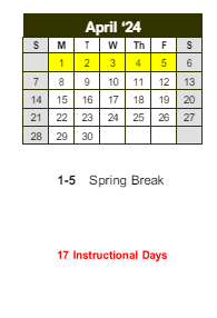 District School Academic Calendar for Clarkston High School for April 2024