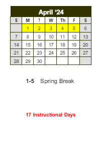 District School Academic Calendar for Dekalb Vocational School for April 2024