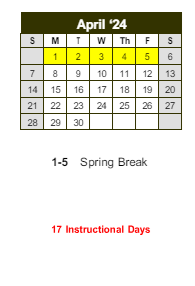 District School Academic Calendar for Crossville Elementary School for April 2024