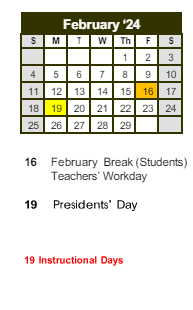 District School Academic Calendar for Dekalb Vocational School for February 2024