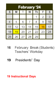 District School Academic Calendar for Dekalb Alternative Night School for February 2024