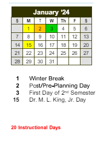 District School Academic Calendar for Open Campus High School for January 2024