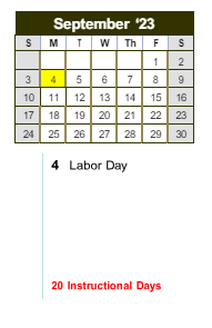 District School Academic Calendar for Dekalb Vocational School for September 2023