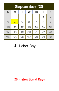 District School Academic Calendar for Midvale Elementary School for September 2023