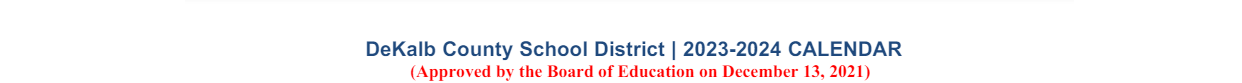 District School Academic Calendar for Dekalb Vocational School