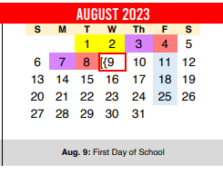District School Academic Calendar for Smith Elementary for August 2023