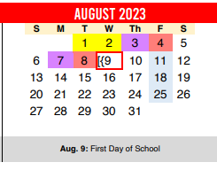 District School Academic Calendar for Hornsby Dunlap Elementary School for August 2023