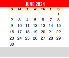 District School Academic Calendar for Travis Co J J A E P for June 2024