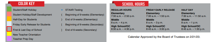 District School Academic Calendar Key for Del Valle Elementary School