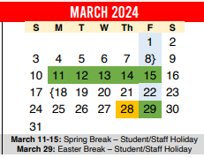District School Academic Calendar for Hornsby Dunlap Elementary School for March 2024