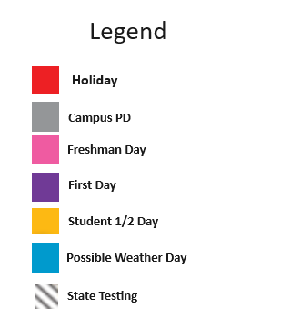 District School Academic Calendar Legend for Joe Dale Sparks Campus